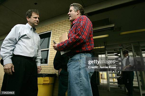 Ohio Democratic U.S. Senate candidate Sherrod Brown talks to Dennis Lapso, a 31-year employee at Ford, as Lapso leaves the Ford Engine Plant November...