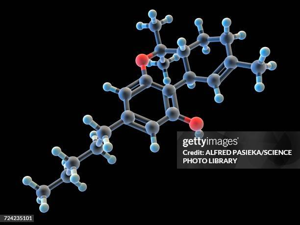 tetrahydrocannabinol thc drug molecule - cannabinoid stock illustrations