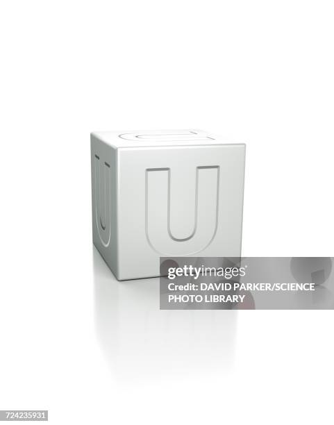cube with the letter u embossed - diffused light stock illustrations