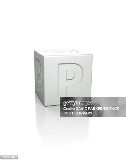 cube with the letter p embossed - diffused light stock illustrations