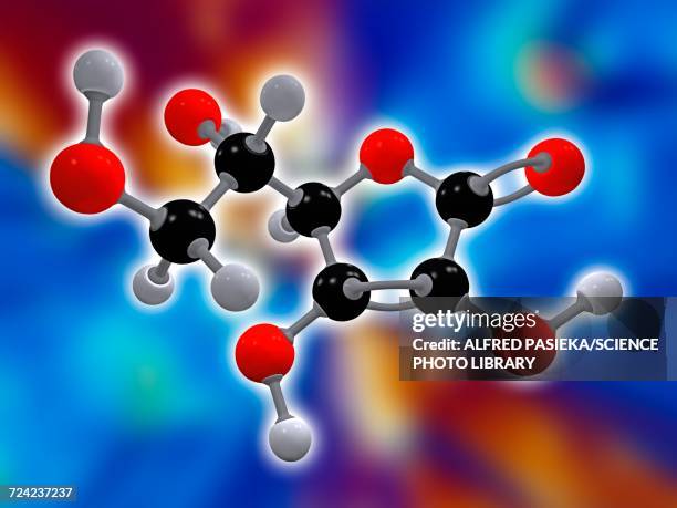 vitamin c ascorbic acid molecule - ascorbic acid stock illustrations