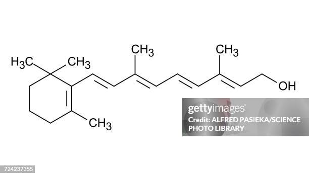 vitamin a, skeletal formula - chemische formel stock-grafiken, -clipart, -cartoons und -symbole
