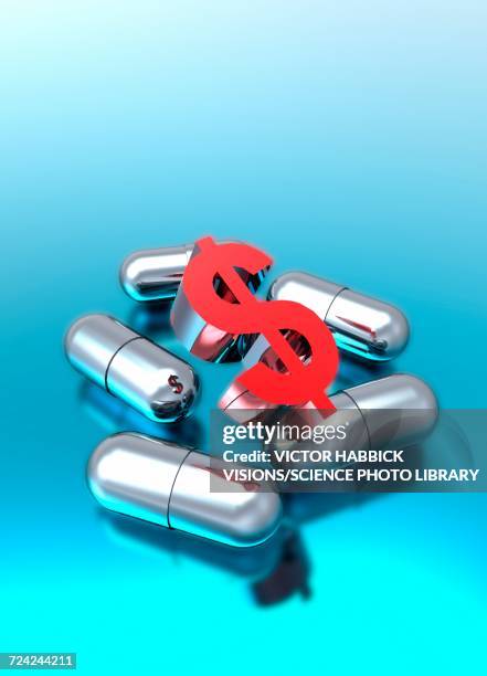 capsules and dollar symbol , illustration - tablet vertical stock illustrations