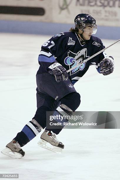 Michael Frolik of the Rimouski Oceanic skates during the game against the Gatineau Olympiques at the Robert Guertin Arena on November 5, 2006 in...