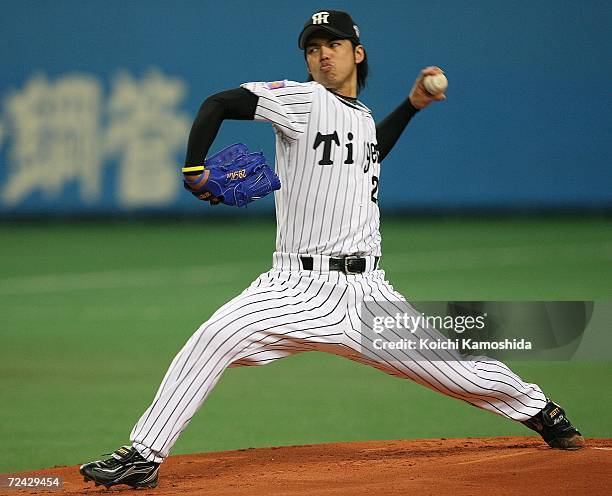 Kei Igawa of Hanshin Tigers pitch during the Aeon All Star Series Day 4 - MLB v Japan All-Stars at the Kyocera Dome on November 7, 2006 in Osaka,...