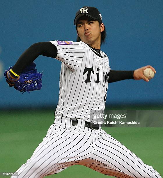 Kei Igawa of Hanshin Tigers pitch during the Aeon All Star Series Day 4 - MLB v Japan All-Stars at the Kyocera Dome on November 7, 2006 in Osaka,...
