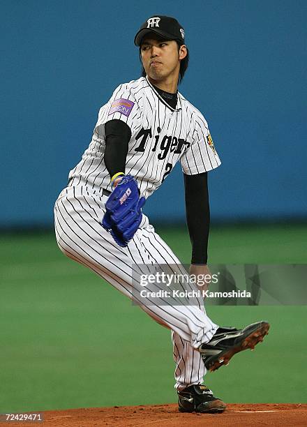 Kei Igawa of Hanshin Tigers pitch during the Aeon All Star Series Day 4 - MLB v Japan All-Stars at the Kyocera Dome on November 7, 2006 in Osaka,...