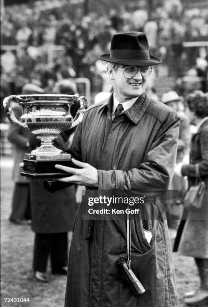 Irish horse owner John Mulhearn receiving Cheltenham National Hunt Challenge Cup.