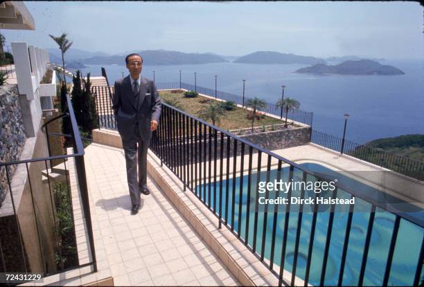 Movie producer Run Run Shaw at his villa overlooking the South China Sea.