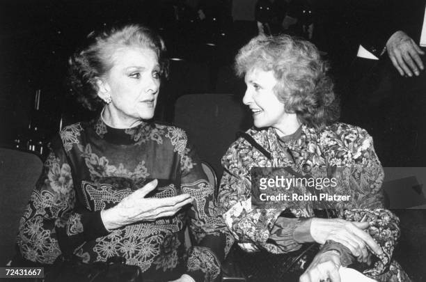 Actress Myrna Loy at tribute thrown for her with actress Joanne Woodward.