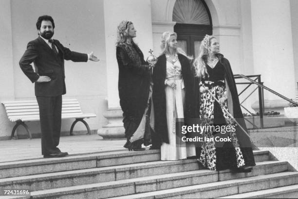 Wolfgang Schrell, owner of Rent-a-Royal, with three of his Rent-a-Royal employees, Baronesses Barbara von Frankenberg, Manuela von Wittgenstein &...