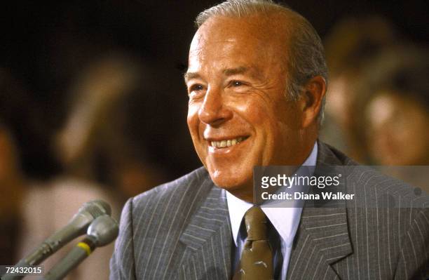 Secretary of State designate George Shultz during his confirmation hearings before Senate Foreign Relations Committee.
