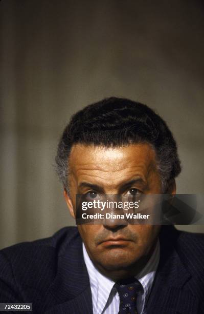 Senator Paul Sarbanes at Senate Foreign Relations Committee during confirmation of Ed Muskie's appointment as Secretary of State.