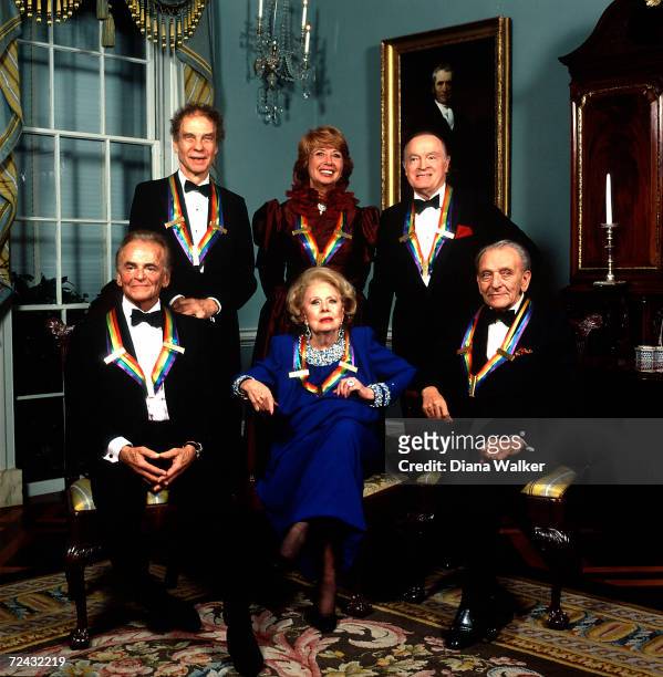 Honorees at the 8th annual Kennedy Center Gala: : Merce Cunningham, Beverly Sills and Bob Hope; Alan Jay Lerner, Irene Dunne and Frederick Loewe.