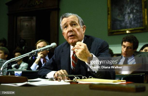 Secretary of Treasury Don Regan testifying before House Banking & Currency Committee re IMF.