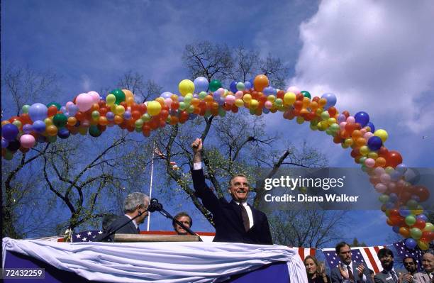 Dem. President candidate Walter Mondale at a campaign rally.