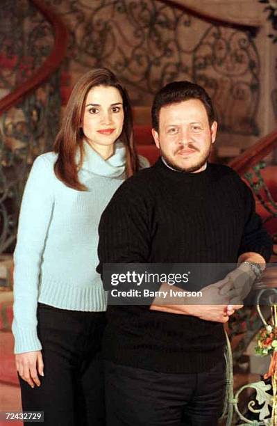 AMMAN, JORDAN 3 FEBRUARY 2000 -- AMMAN, JORDAN -- JORDAN'S ROYAL FAMILY, KING ABDULLAH II AND QUEEN RANIA DURING EXCLUSIVE INTERVIEW WITH TIME...