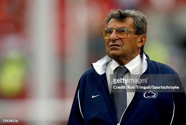 Joe Paterno head coach of the Penn State Nittany Lions looks on against the Ohio State Buckeyes on September 23, 2006 in Columbus, Ohio. Ohio State...
