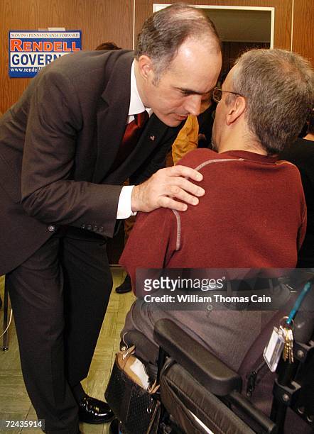 Democratic Senate candidate Bob Casey greets campaign workers at his phone bank at the IBEW Hall on Election Day November 7, 2006 in Scranton,...