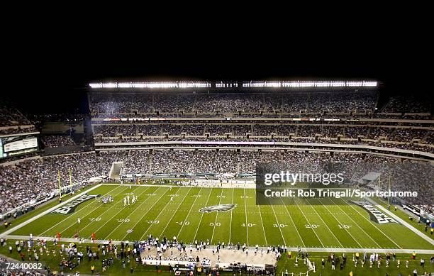 General view of the interior of Lincoln Financial Field at night during the Philadelphia Eagles vs Green Bay Packer game on October 2, 2006 at...