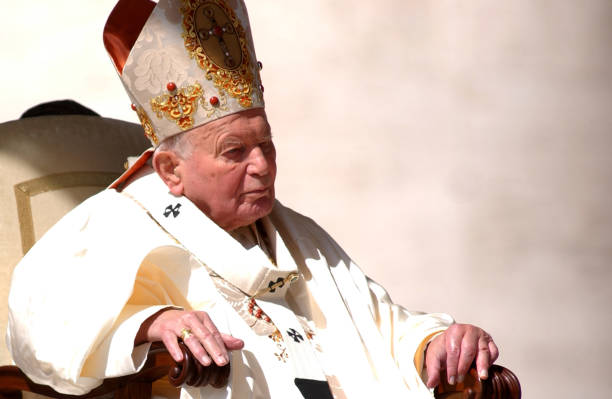 Pope John Paul II holds a canonization ceremony May 16, 2004 in Vatican City. Pope John Paul II named six new saints in front of thousands of...