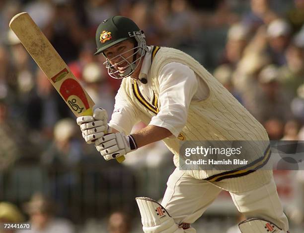 Dean Jones of the Chairman's XI hits out, during the One Day Match between the Australian Cricket Board Chairman's XI and South Africa played at...