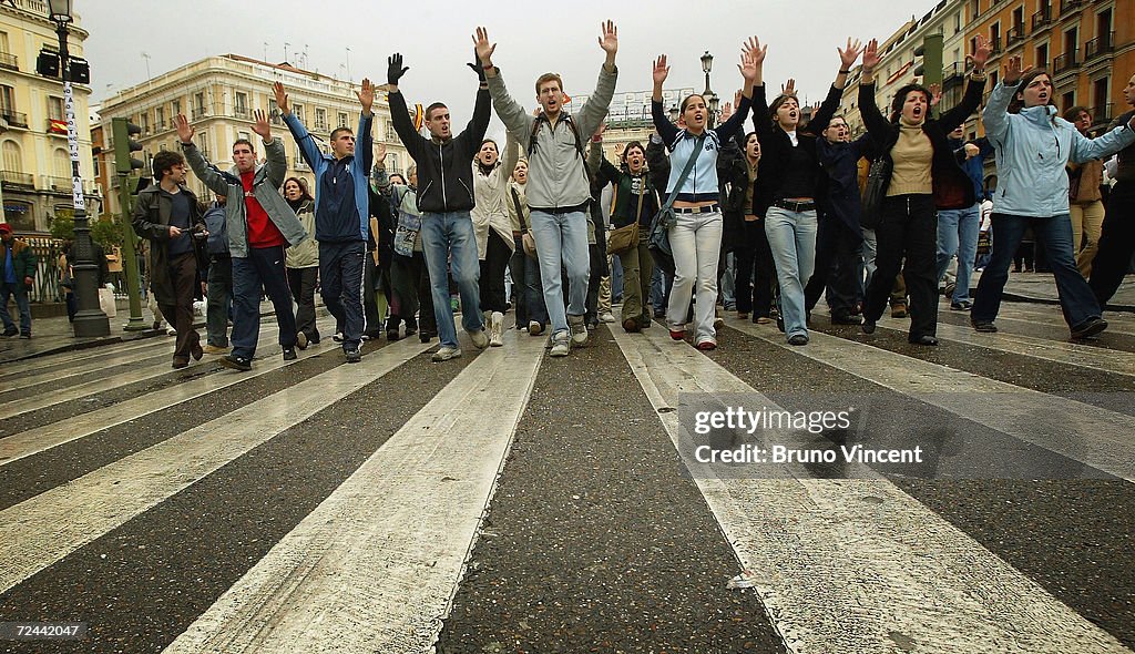 Basque Pritest Students protest against the Basque separatist group ETA in Plaza ...
