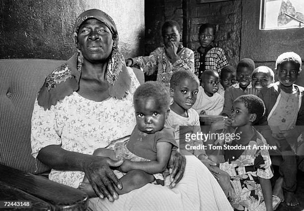 In the Highfields area of Harare, Zimbabwe, grandmother Mbuya Nanini cares for eleven children orphaned by the AIDS virus. It is estimated that 25.4...