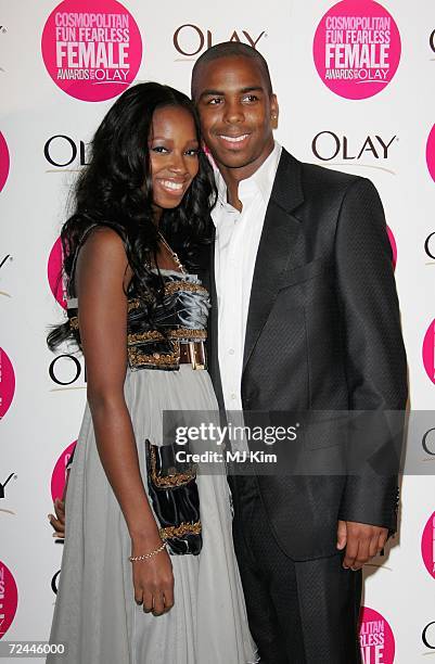 Singer Jamelia and her partner arrive at the Cosmopolitan Fun Fearless Female Awards with Olay held at the Bloomsbury Ballroom November 7, 2006 in...