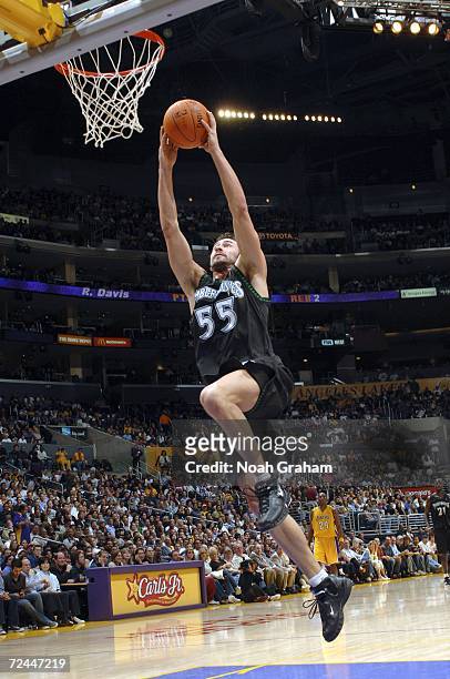 Marko Jaric of the Minnesota Timberwolves goes to the hoop against the Los Angeles Lakers on November 7, 2006 at Staples Center in Los Angeles,...
