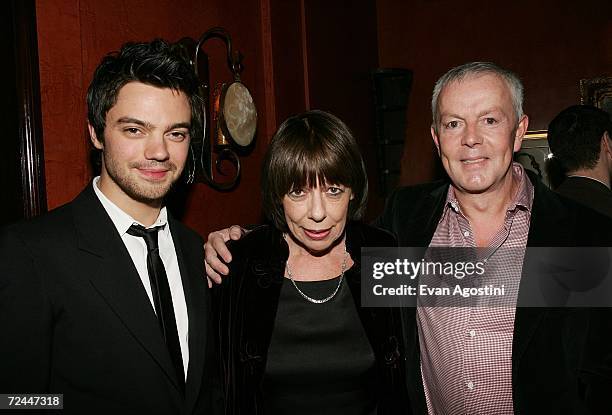 Actor Dominic Cooper, actress Frances de la Tour and hair stylist John Barrett attend The History Boys special screening after party at The Hotel...