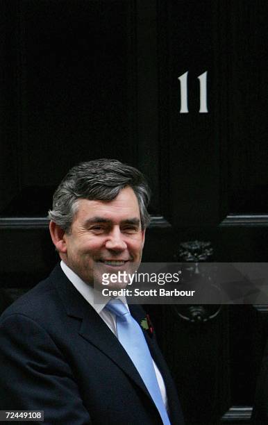 Briatin's Chancellor of the Exchequer Gordon Brown smiles at Downing Street on November 7, 2006 in London, England. Chancellor Gordon Brown and other...