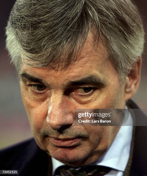 Manager Michael Meier of Cologne looks on prior to the Second Bundesliga match between 1. FC Cologne and Erzgebirge Aue at RheinEnergie Stadium on...