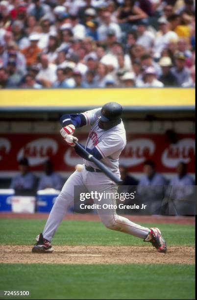 Infielder Mo Vaughn of the Boston Red Sox in action during a game against the Oakland Athletics at the Oakland Coliseum in Oakland, California. The...