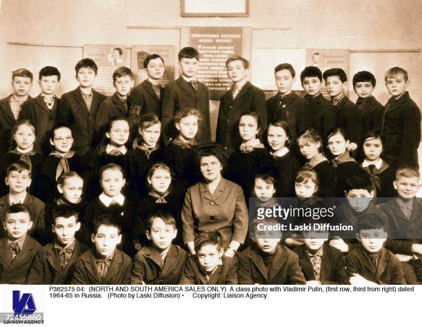 Class photo with Vladimir Putin, dated 1964-65 in Russia.
