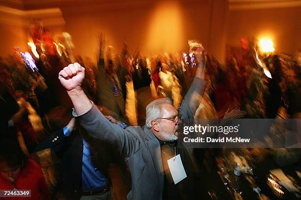 Republicans cheer claiming that President George W. Bush has won on November 2, 2004 in Las Vegas, Nevada. A major issue with many residents of the...