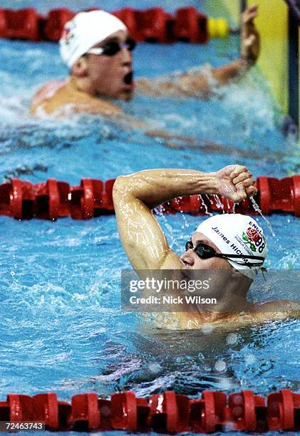 James Hickman of England wins gold in the 200m Butterfly during the 1998 Commonwealth Games in Kuala Lumpur, Malaysia. Mandatory Credit: Nick Wilson...