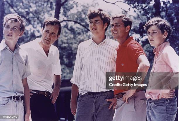 George Bush Sr. With his four sons, left to right, Neil, Jeb, George W., and Marvin. In 1970. George W. Bush is currently campaigning for the...