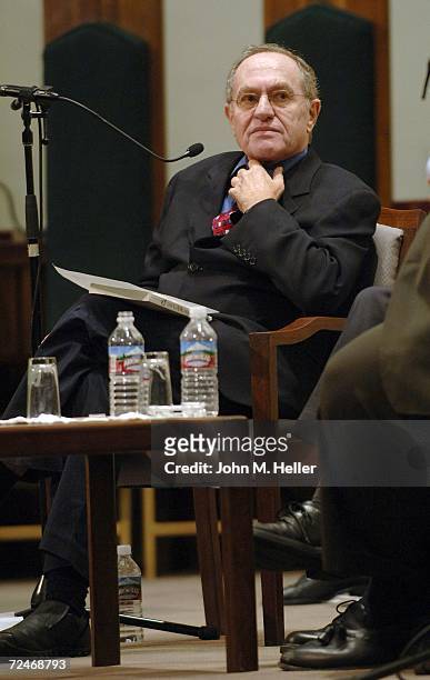 Allen Dershowitz, Professor of Law Harvard University attends the debate "America, Israel And The Middle East" at Temple Sinai on November 8, 2006 in...