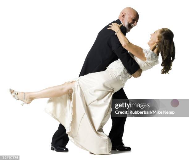 profile of a senior couple dancing - man tuxedo profile stock pictures, royalty-free photos & images
