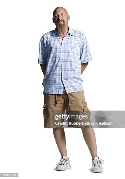 bald middle aged man with a long goatee - hillbilly stock pictures, royalty-free photos & images