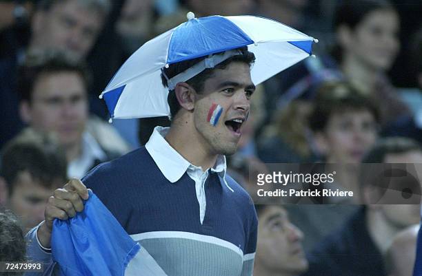French fan during the Rugby World Cup 2003 first round pool C match France Vs Scotland at the Telstra Stadium in Sydney. France won 51-9.