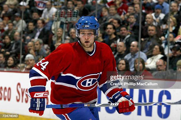 Guillaume Latendresse of the Montreal Canadiens skates against the Edmonton Oilers on November 7, 2006 at the Bell Centre in Montreal, Quebec. The...