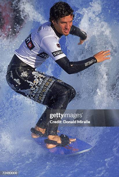 Rob Machado of the USA surfs during the Swatch Wave Tour at the Queen Mary in Long Beach, California.