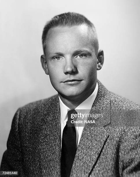 Portrait of Neil Armstrong in 1958, more than ten years prior to the Apollo 11 mission in which he became the first human to set foot on the moon....