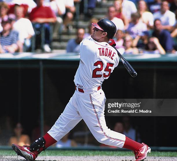 Jim Thome of the Cleveland Indians batting in 1995 in Cleveland, Ohio.