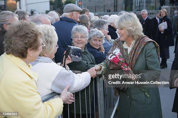 Camilla, Duchess of Cornwall meets the locals on November 9, 2006 as she visits the Jubilee Institute at Rothbury, England.