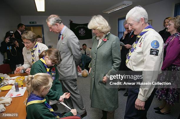 Prince Charles, Prince of Wales and Camilla, Duchess of Cornwall, meet cub scouts on November 9, 2006 as they visits the Jubilee Institute at...