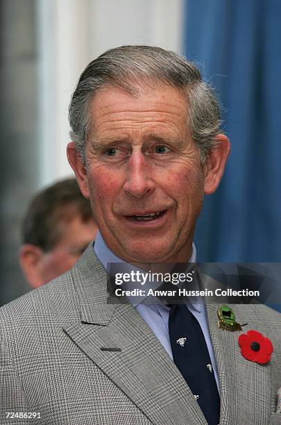 Prince Charles, Prince of Wales smiles on November 9, 2006 as he visits the Jubilee Institute at Rothbury, England.