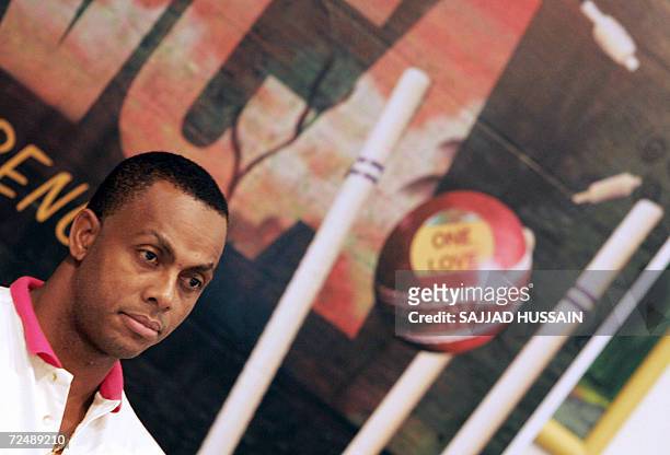Former West Indies cricket team captain Courtney Walsh speaks during a press confrence in Mumbai 10 November 2006. Walsh the ambassador for the...